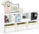 LUDER Book Shelf, 7-Cube Bookshelf, Bookcase with Open Shelves, 9.4 x 19.5 x 41.7, Easy Assembly, White