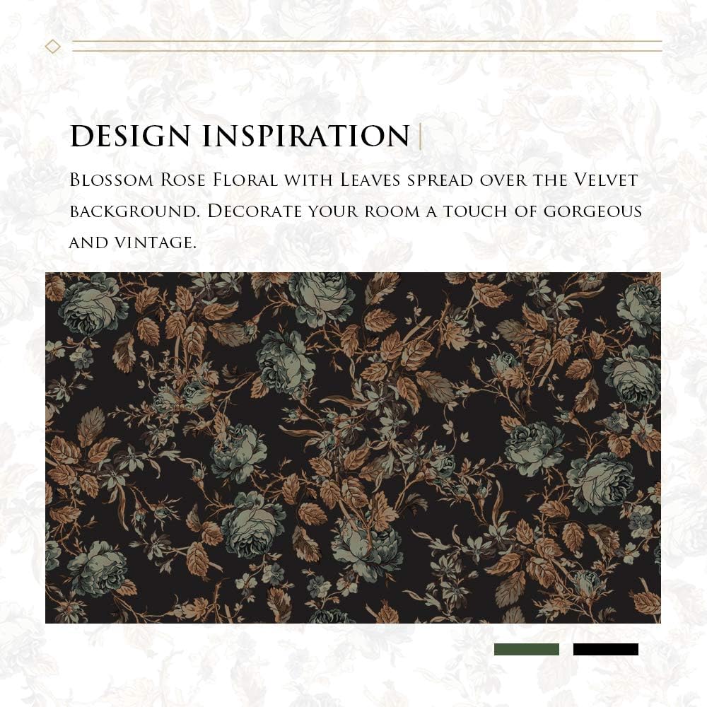 Black Velvet Curtains 84 inches Long - Printed Floral Design Home Decoration Back Tab Vintage Thermal Insulated Room
