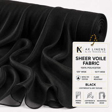 120" Wide (10ft Wide) X 10 Yards Roll - Sheer Voile Chiffon Fabric - Perfect for Draping Panels and Masking for