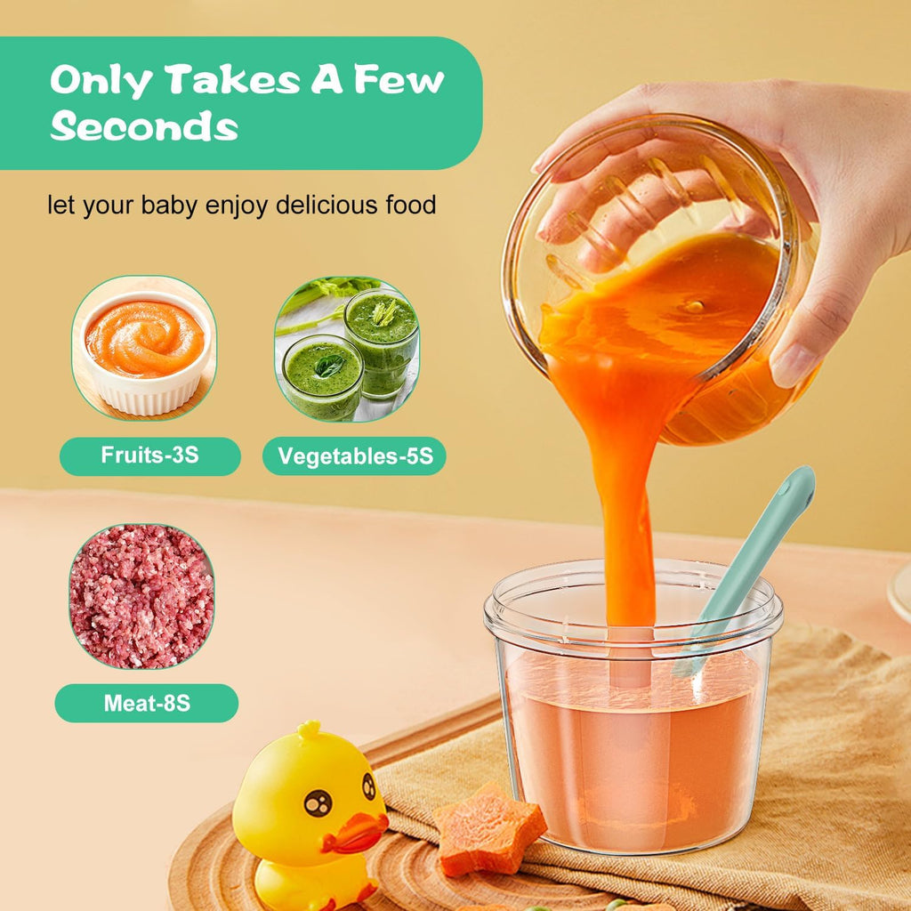 Food Maker with Glass Cups & Freezer Tray, Compact Baby Processor for Smoothies, Hands-Free One-Touch, 230W Motor
