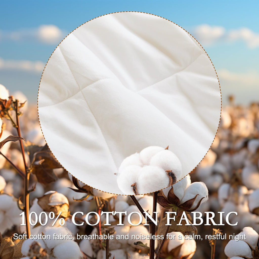 All Season Wool Comforter Twin Size, Cotton Shell, White