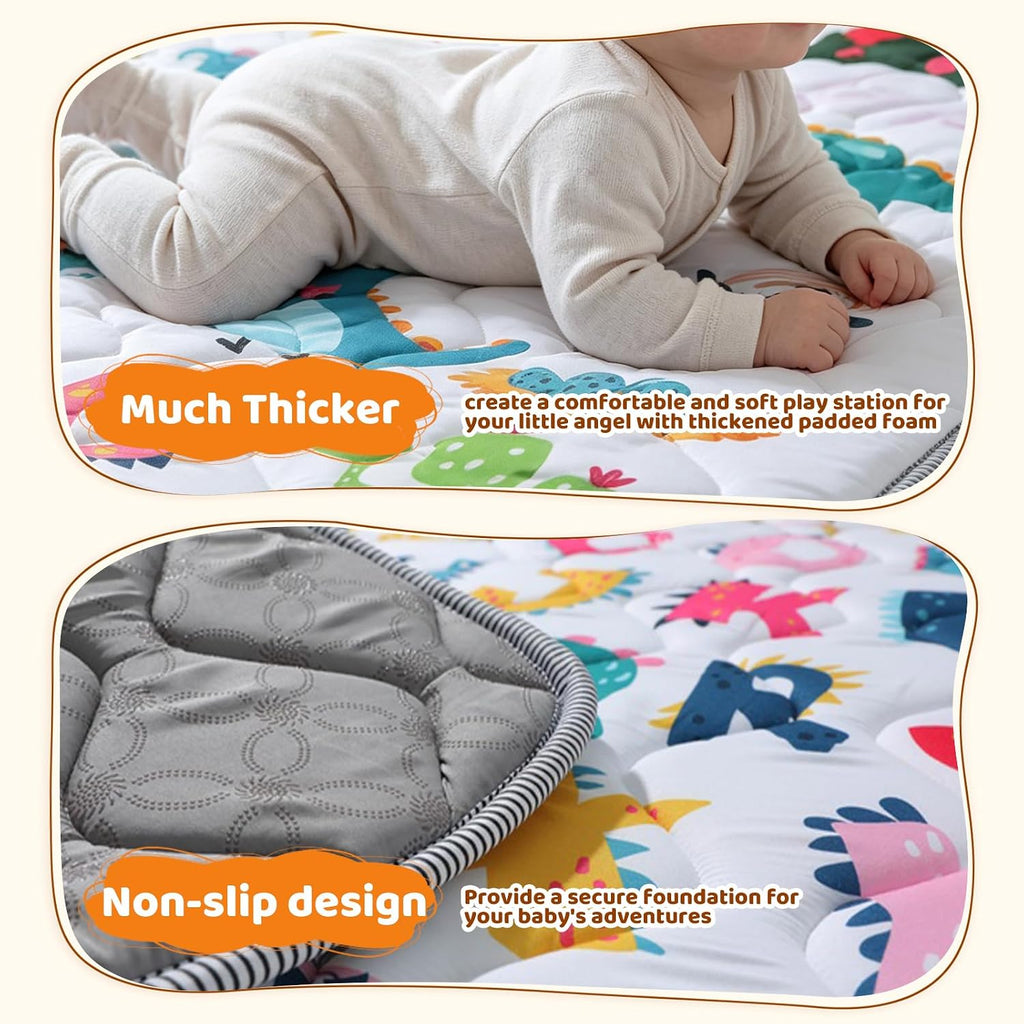 Play Mat - Thicken 50x50 Inch Soft Foam Crawling Mat for Playpen & Floor, Non-Slip Waterproof Playmats for Infants &