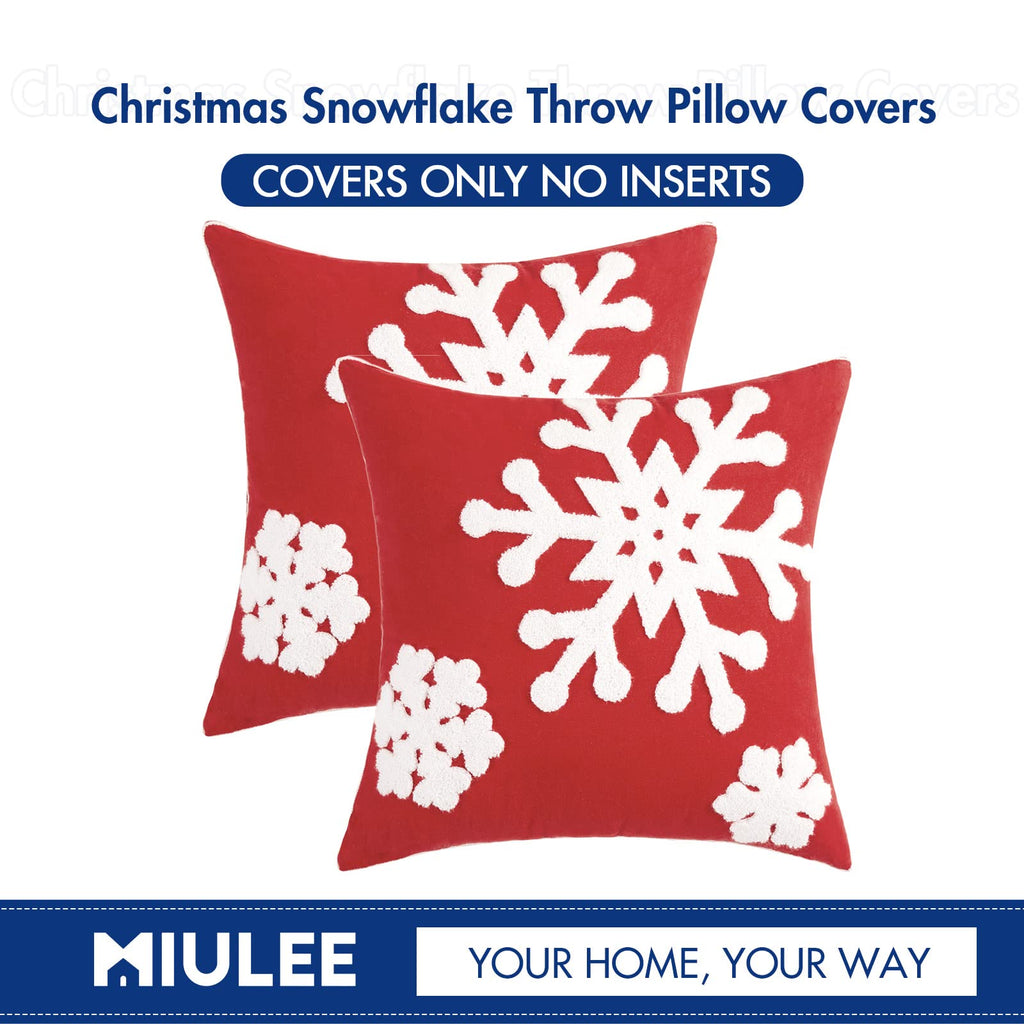 Christmas Throw Pillow Covers Red Decorative Snowflake 20x20
