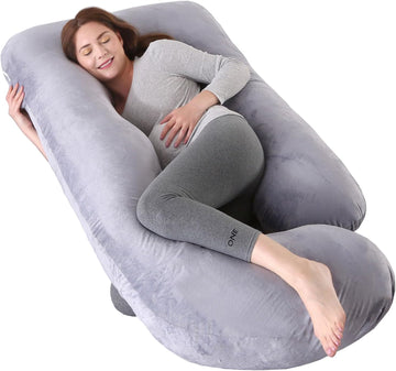 U-Shaped Full Body Pillow for Adults, Maternity Pillow with Washable Velvet Cover, Ergonomic Support for Back, Belly