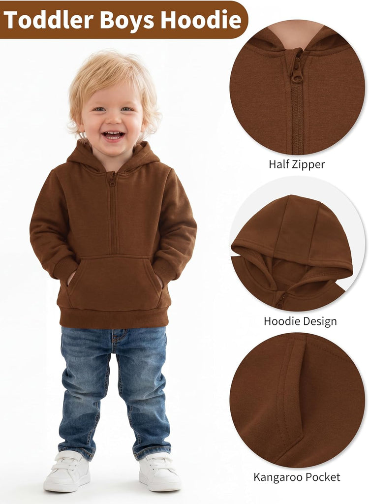 3 Pack Baby and Toddler Boys Half Zip Fleece Hoodie Sweatshirts