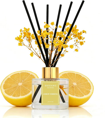 Reed Diffuser Set,3.38 fl oz (100 ml) - Lemon Verbena Oil Diffusers with 6 Reed Sticks Shelf Decor - Set of 338