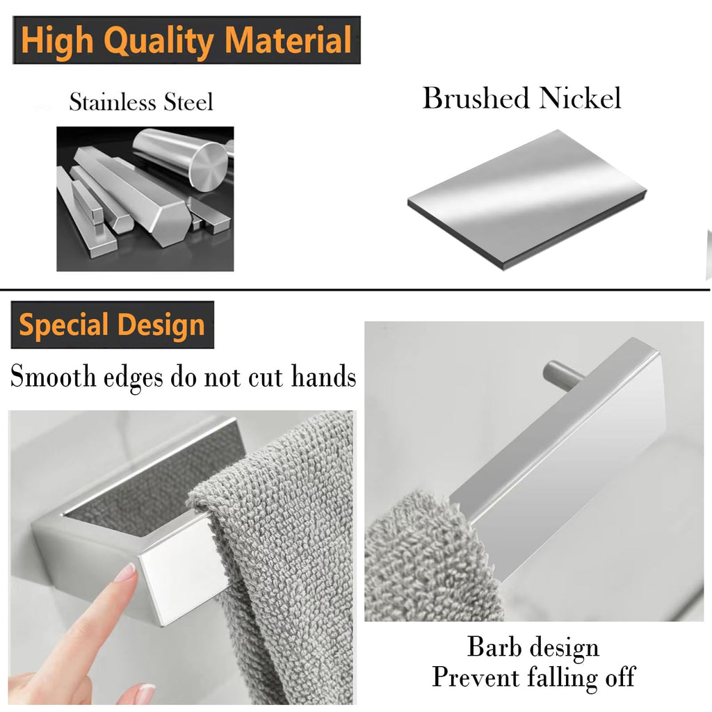 2-Piece Hand Towel Holder, Towel Ring - Brushed Nickel