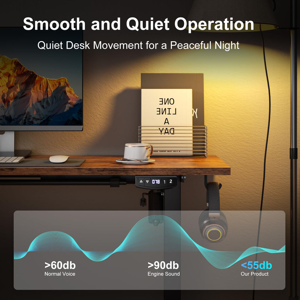 63" L Shaped Standing Desk Height Adjustable Memory Presets