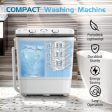 Portable Twin Tub 18.8lbs Washing Machine with Drying Rack and 10 Hangers, 11.8lbs Washer Mini Compact Laundry Machine