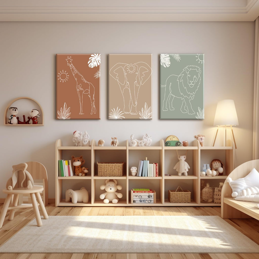 Nursery Wall Art Safari Animal Canvas Prints Boy Baby Room Decor