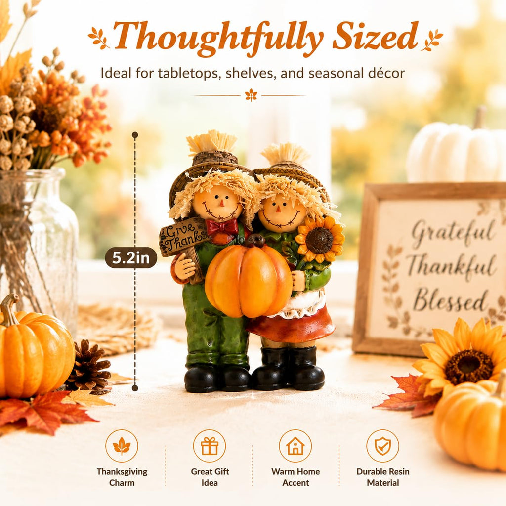 Fall Thanksgiving Scarecrow Couple Table Decorations