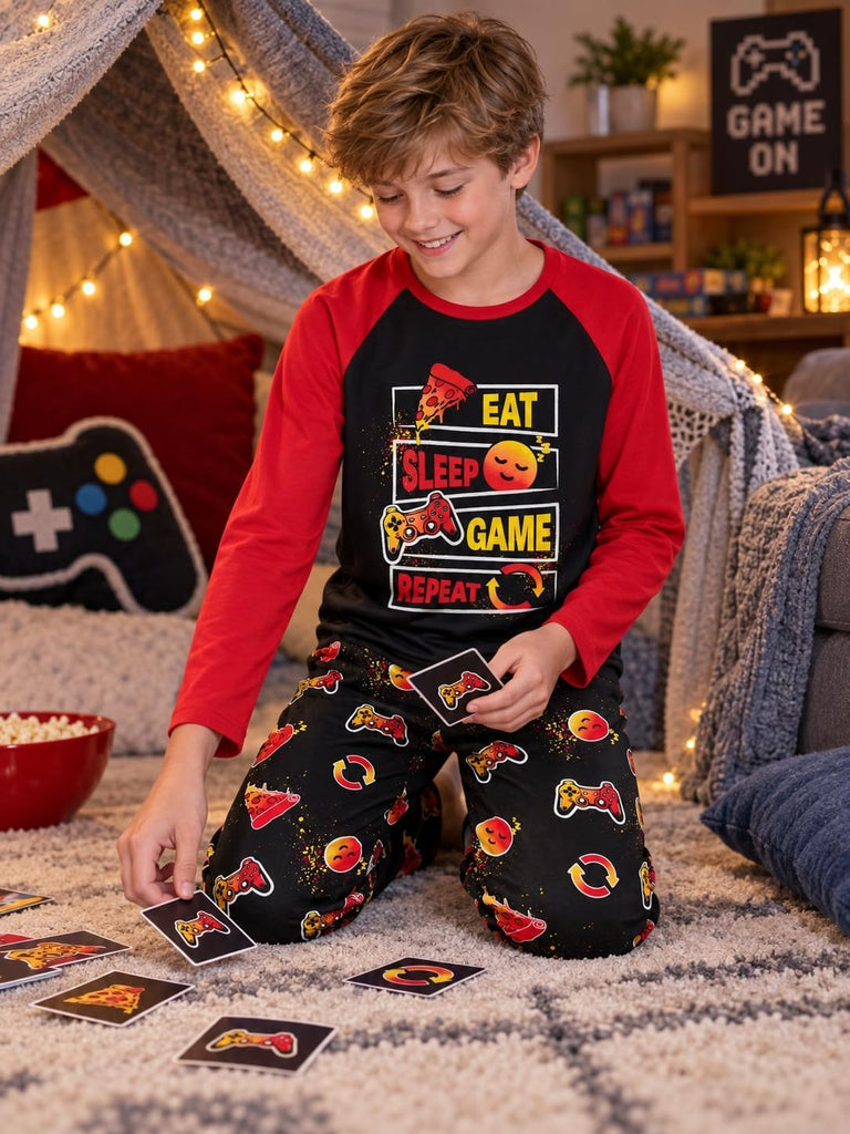Boys Trendy Graphic Long Sleeves & Pants Winter Pajamas