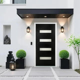 Fiberglass Entry Door Right Hand Inswing, 36 x 80, 4 Lite Frosted Glass 4-9/16 in. Vinyl Frame, Contemporary Style for