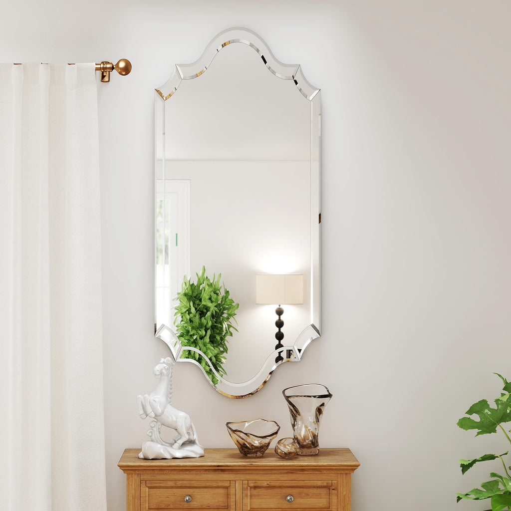 Arch Large Mirror for Wall Decor with Clear Glass Frame, Beveled Edge, 24"x47" Living Room Decorative Mirror