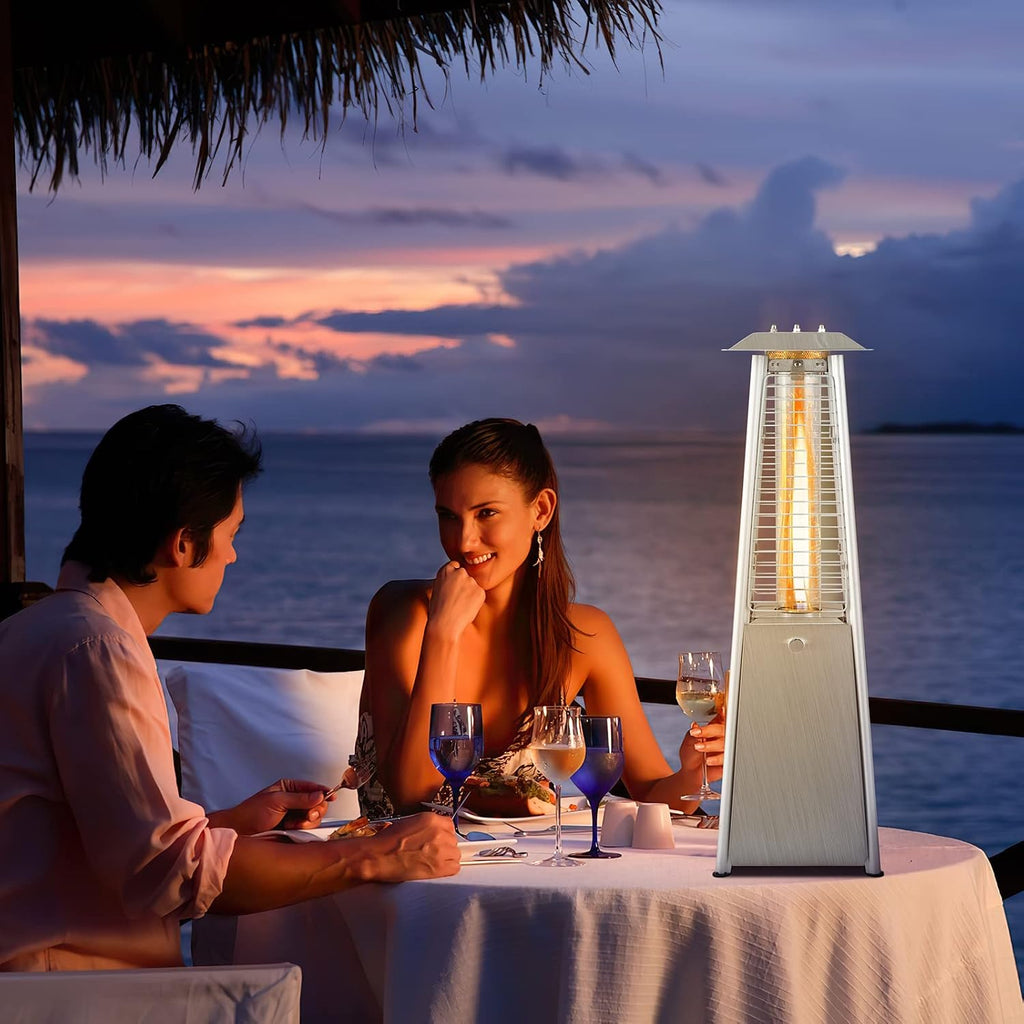 Pyramid Patio Heater, Outdoor Propane Patio Heating Machine | with Protective Cover, Dump & Flame-out Protection