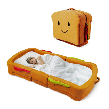 Toddler Travel Bed Sandwich Style - Portable Toddlers Floor Beds, Foldable Soft Foam Travel Bed for Baby and Kid