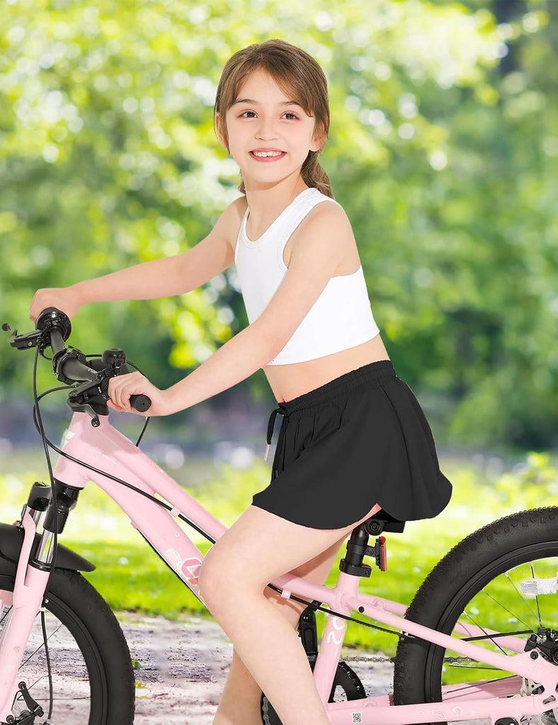 Butterfly Shorts Girls 2 in 1 Flowy Shorts with Pocket Athletic Skorts for Girls Running Tennis Skirts