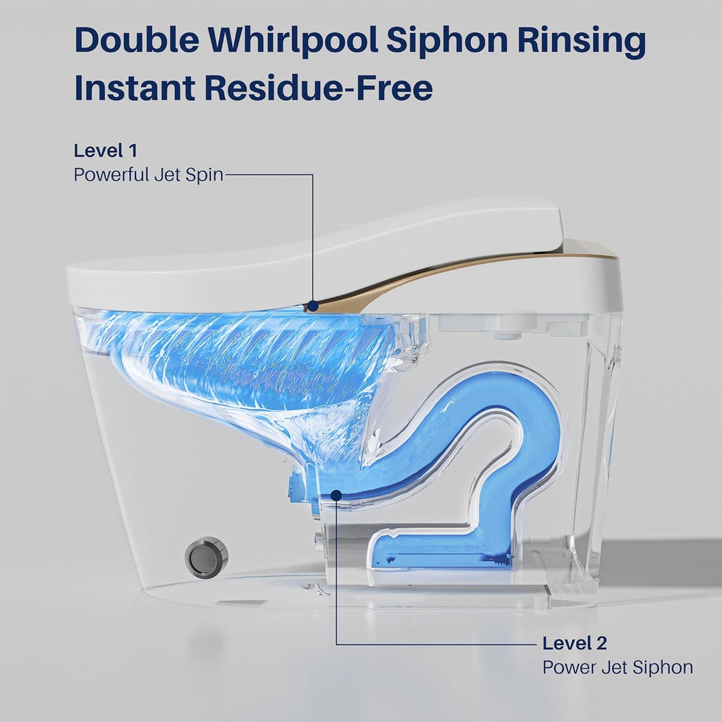 WinZo Modern Smart Toilet with Bidet, One-Piece Elongated, Porcelain, Auto Flush, Heated Seat, Warm Air Drying