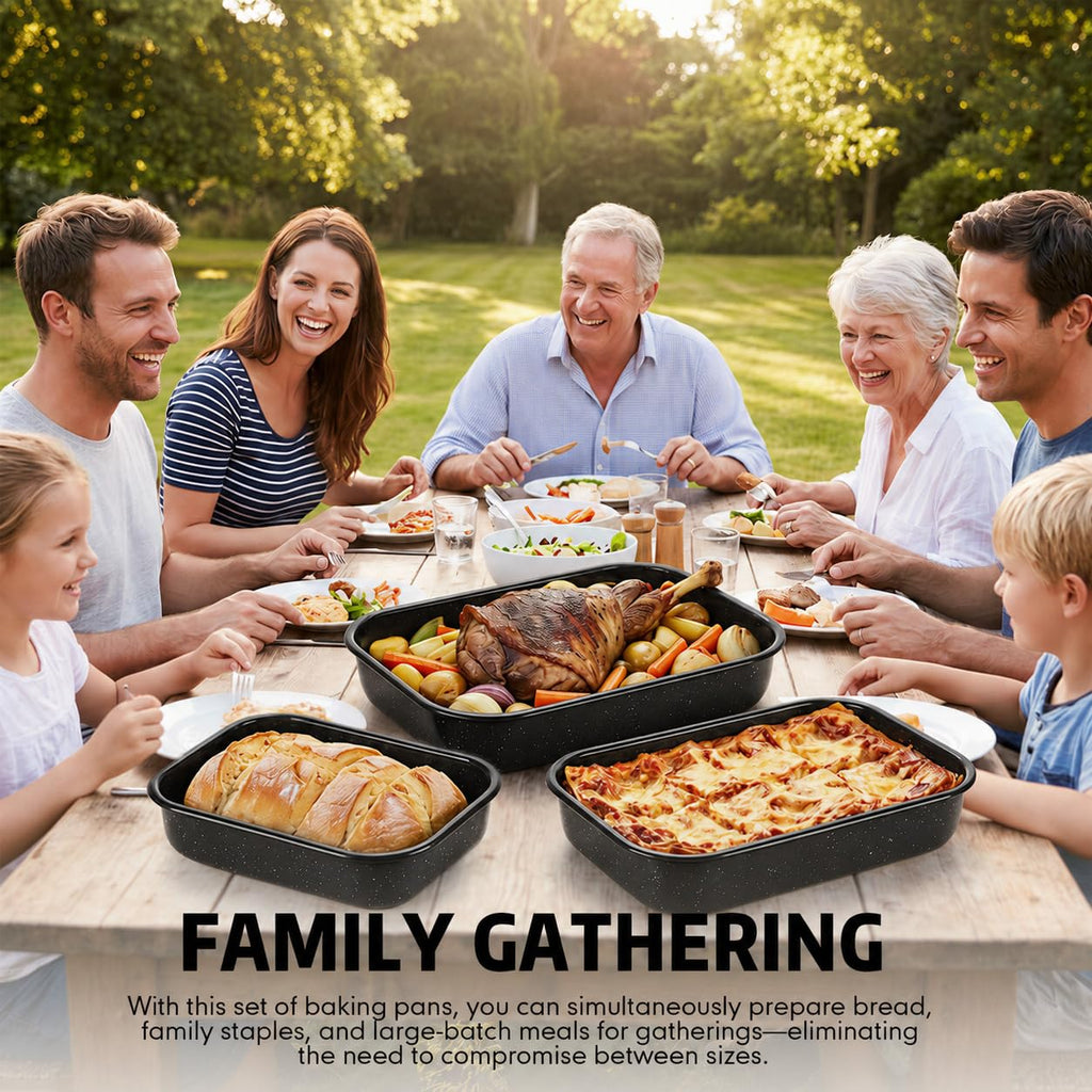 10 Piece Enamel Turkey Roasting Pan with Rack Set, Lasagna Pans