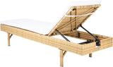 Outdoor Collection Cam Natural Brown Wicker/White Cushion Adjustable Chaise Lounge Chair, Black/Beige (PAT7501D)