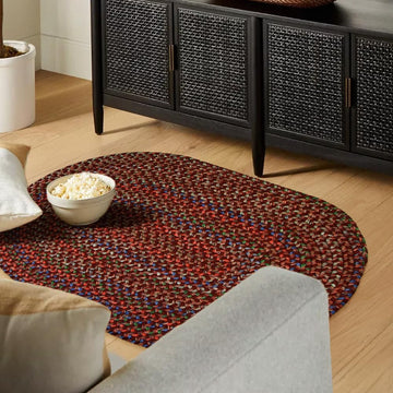 Keepsake KS43 Burgundy 4' x 6' Oval - Braided Area Rug, Home Decor, Floor Mat or Bedroom Rug - Easy Care, Ideal for