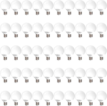 50 Pack G25 LED Light Bulbs, Vanity Globe Bathroom Light Bulb, 450 LM, 2700K Soft White, 6W (40W Equivalent)