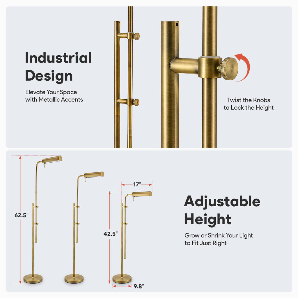 Industrial Floor Lamp, Adjustable LED Floor Lamp