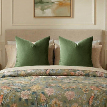 Olive Green Velvet Throw Pillow Covers Big 26x26 Pack of 2