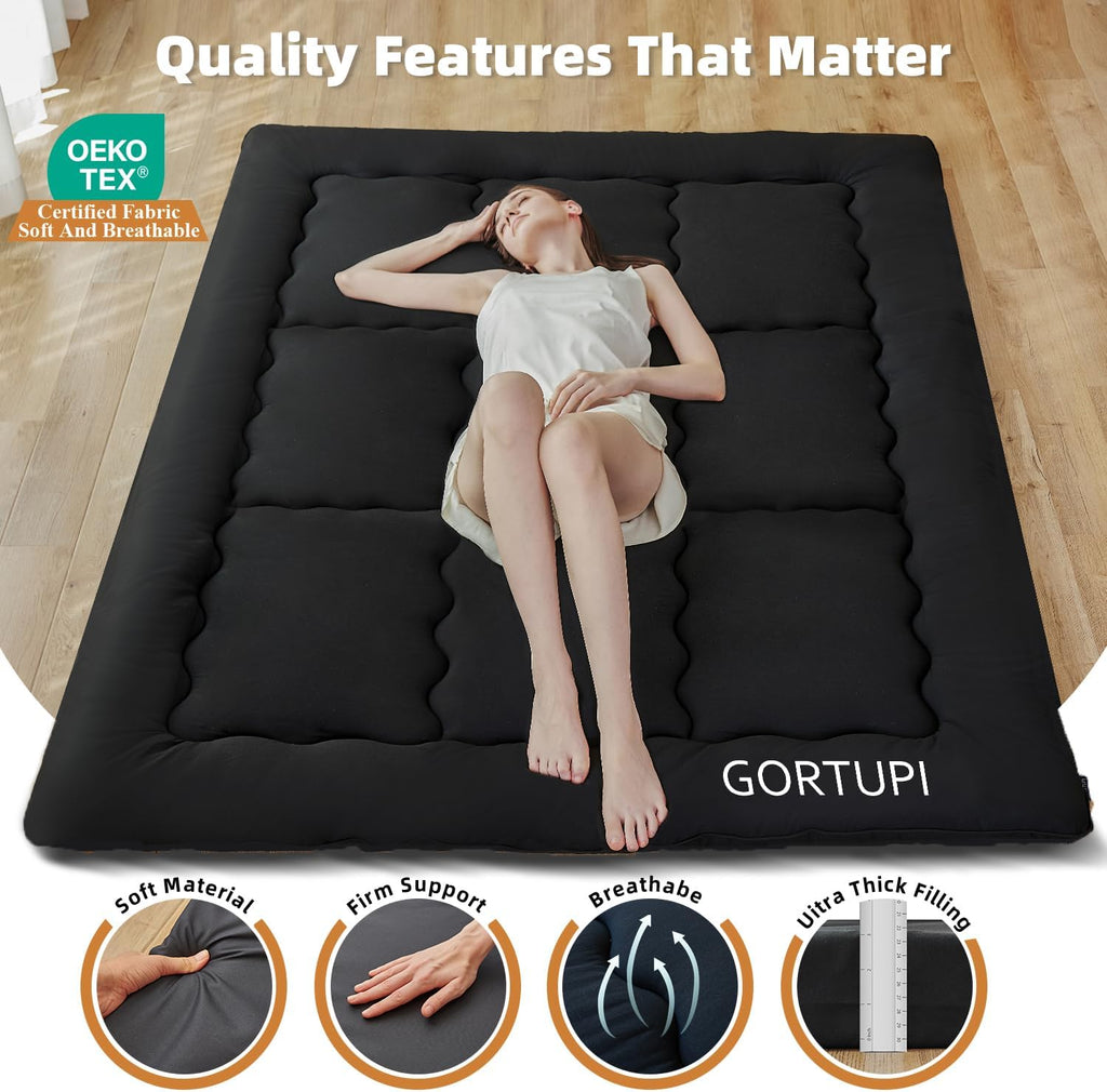 Queen Size Japanese Floor Futon Foldable Futon Mattress for Floor Tatami Mattress Portable Rollaway Bed for Guest