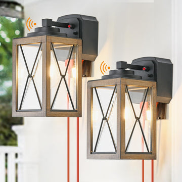 Dusk to Dawn Outdoor Porch Light with GFCI Outlet, 3 Lighting Modes Anti-Rust Waterproof Industrial Outdoor