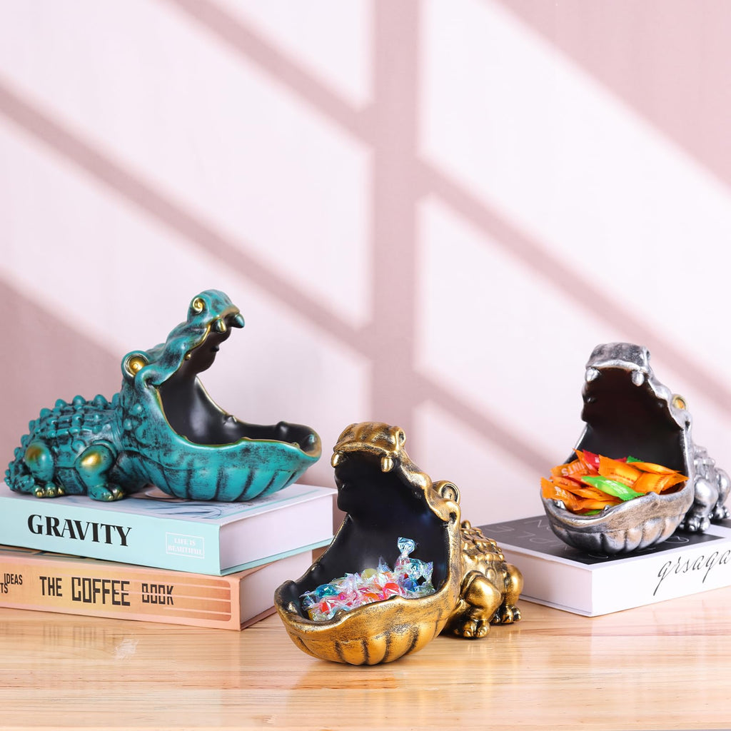 Alligator Statue Key Bowl, Fun Animal Statue Candy Dish Decorative Bowl, Office Candy Dish, Big Mouth Sculpture Home