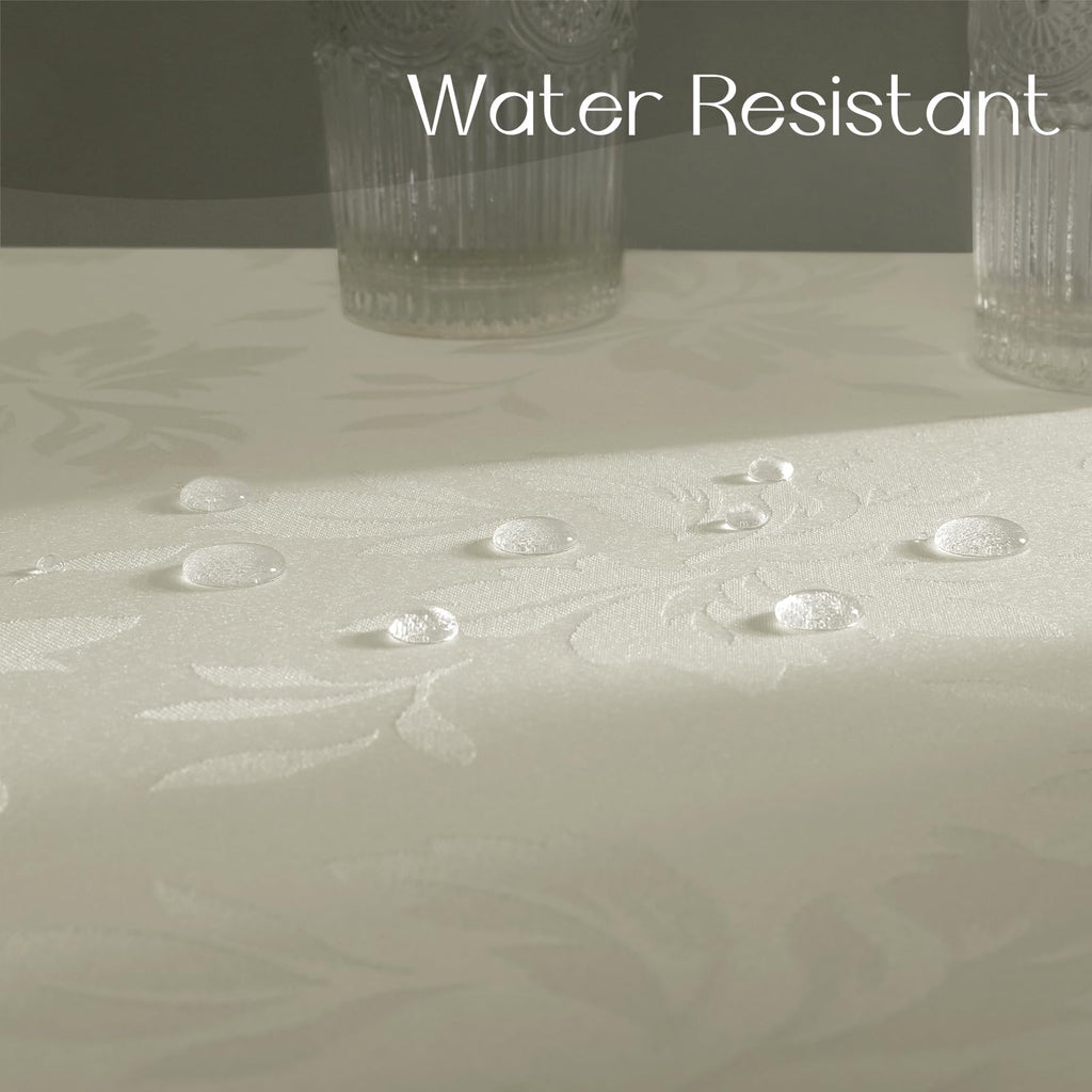 Jacquard Round Tablecloth 70 Inch, Ivory