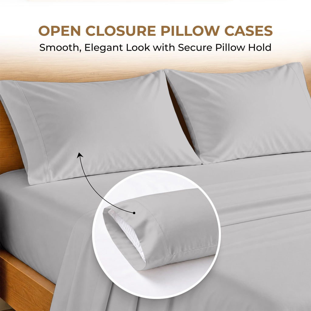 100% Egyptian Cotton Sheets Full XL Size - 600 Thread Count Sheets Set, Cooling, 15" Deep Pocket, Luxury Hotel