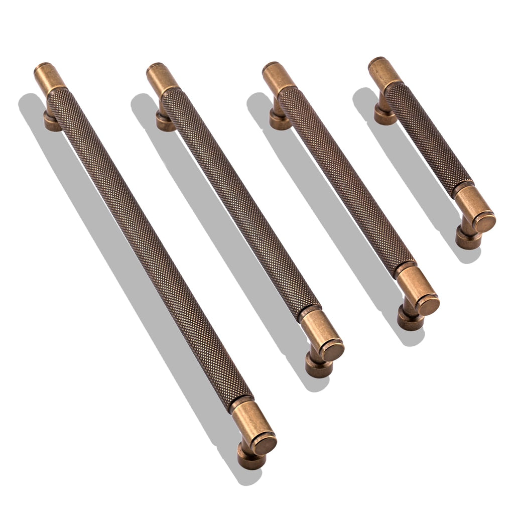10 Pack Antique Brass Knurled Cabinet Pulls 10 Inch(254mm) Kitchen Cabinet Handles Cabinet Hardware for Drawer Pulls