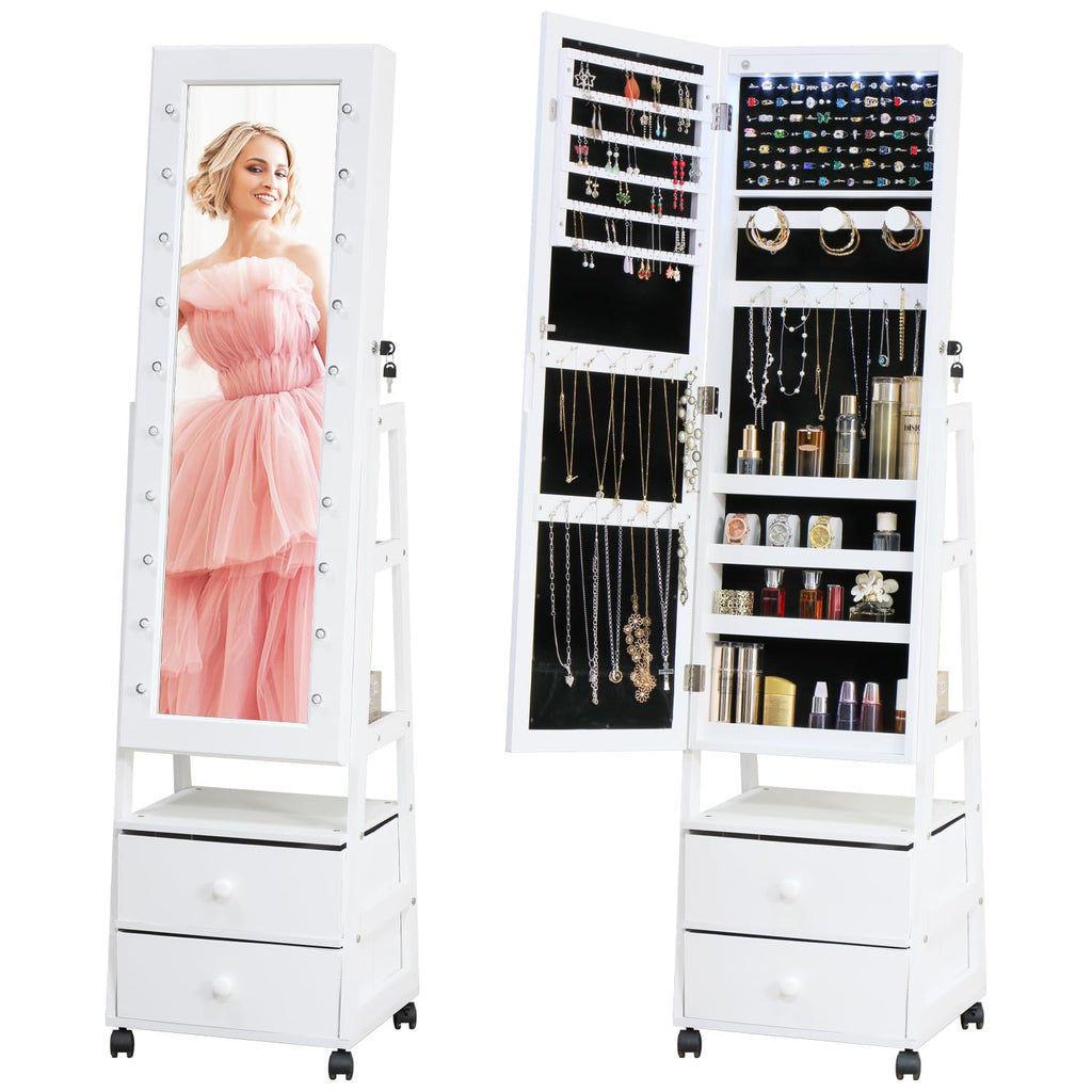 Jewelry Armoire Cabinet Organizer Standing with 20 LED Lights