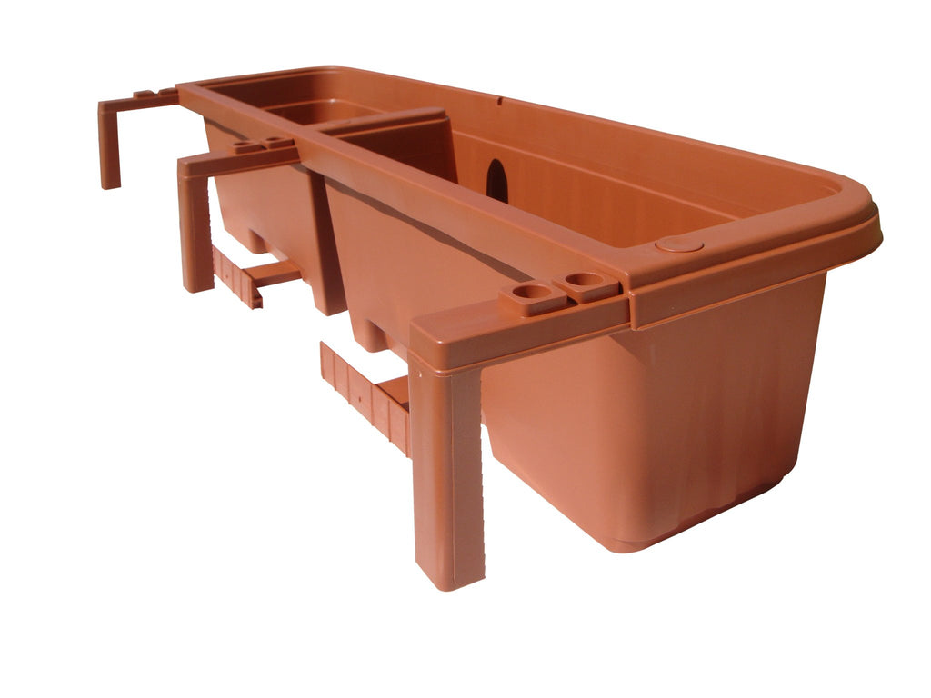 Exports International 32" Adjustable Railing Planter, Terra Cotta