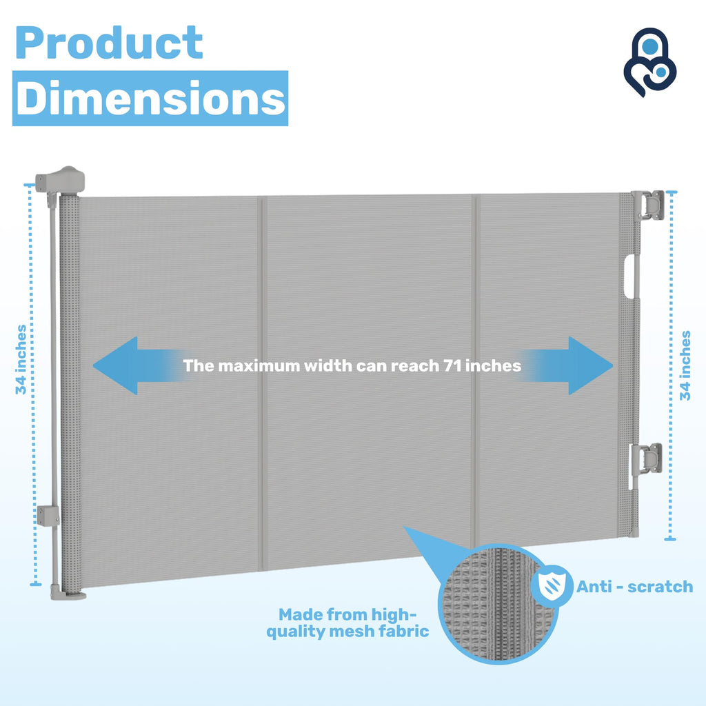 Retractable Baby Gate for Stairs & Doorways, Dog Pet Gate