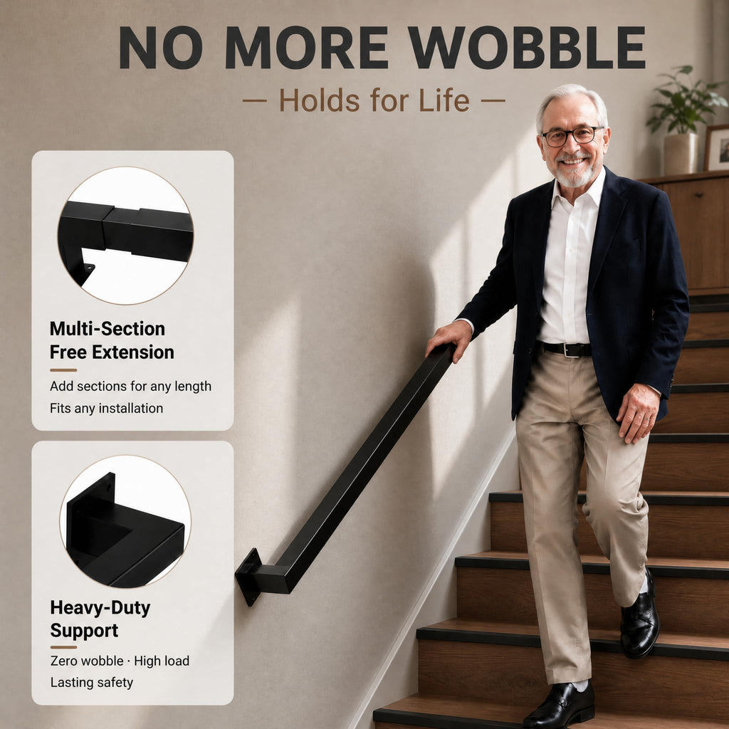 7FT Handrail Wall Mounted, 500LB Heavy-Duty Stair Railing