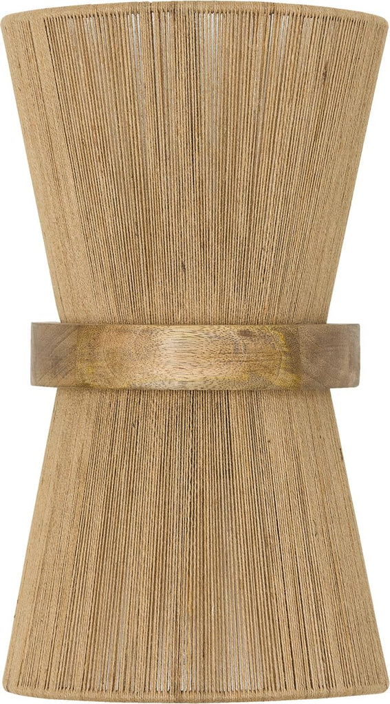 Lighting Maya Modern Mango Wood and Hand-Wrapped Natural Jute Rope Wall Sconce, 2-Light 120 Total Watts, 16"