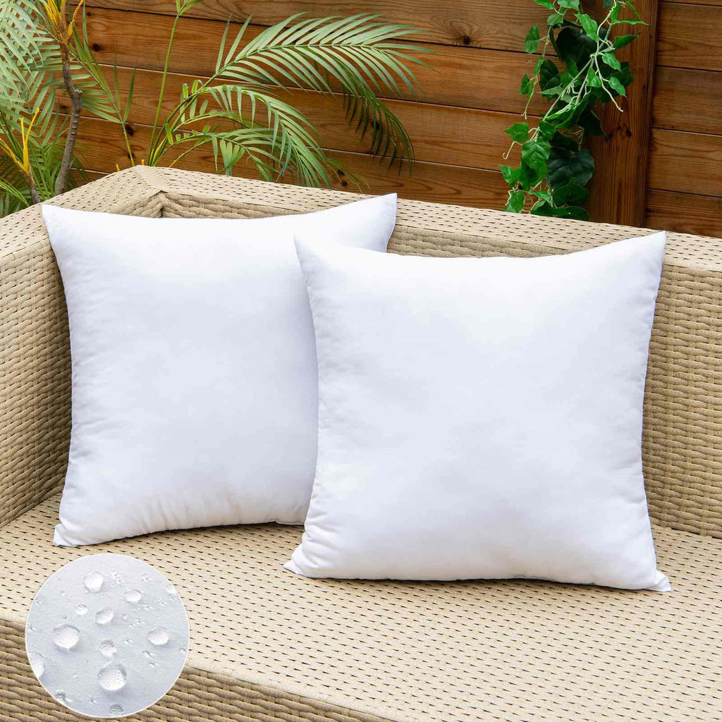 Pack of 2 Outdoor Pillow Inserts Waterproof Throw Pillow Premium Fluffy Decorative Cushion Square Inner Soft