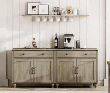 Modern Buffet Cabinet with 4 Doors and 2 Drawers, Wash Grey, 68 inch