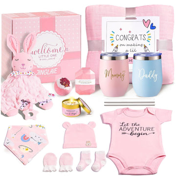 Mom Gift Basket - First Time Mom Care Package, New Parents Gifts for Couples with Baby Clothes & Tumblers