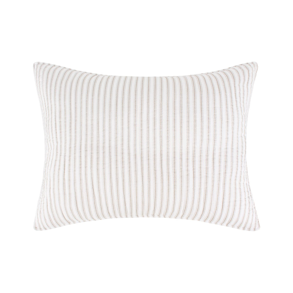Tobago Stripe Taupe Reversible Quilt Set (88x92in) and 2 Pillow Shams (26x20in) - Striped - Taupe, White