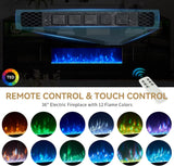 70 Inch Fireplace TV Stand with Power Outlet for TVs up to 80 Inches, Electric Fireplace Entertainment Center with LED Lights and Storage Cabinets, Black