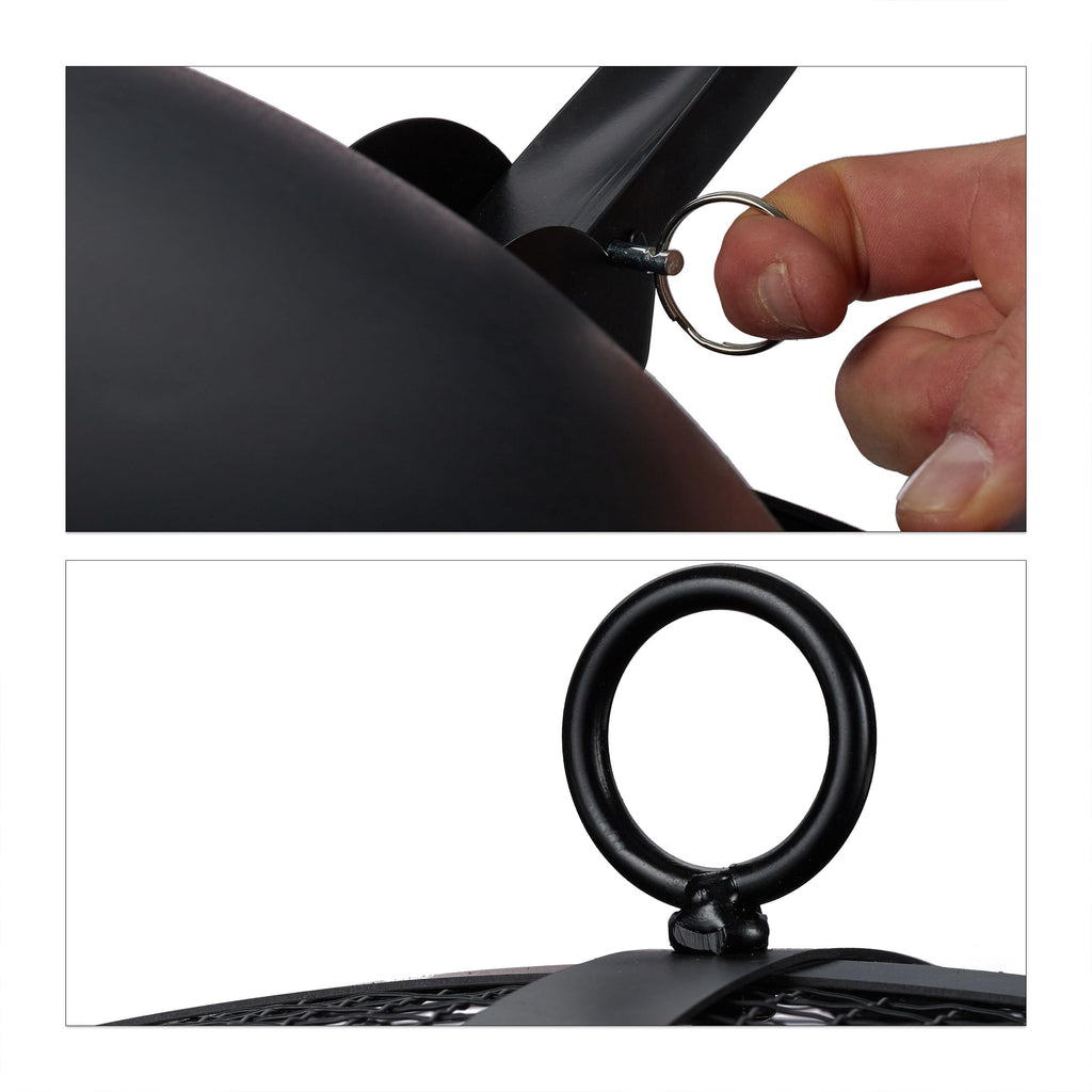 Black XL Pit, Grate, Poker, Spark Screen, Lid, with Bag, Garden, Patio, Fire Bowl D 56.5 cm, mit Tragetasche