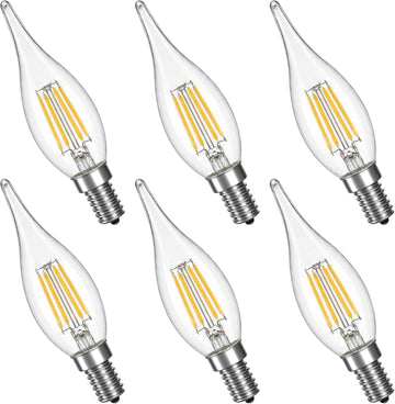 E12 25 Watt Candelabra LED Flame Light Bulbs,2W 2700K Warm White 200LM