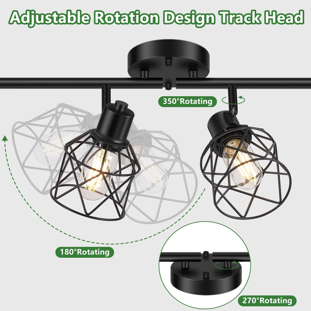 4-Lights Semi Flush Mount Ceiling Light, Adjustable Multi-Directional Light Fixtures, Rotatable Farmhouse Light