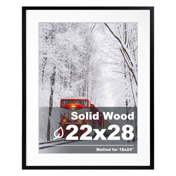 22x28 Solid Wood Picture Frame, Made of Solid Wood Covered by Plexiglass 18x24 with Mat 22x28 without Mat, Poster