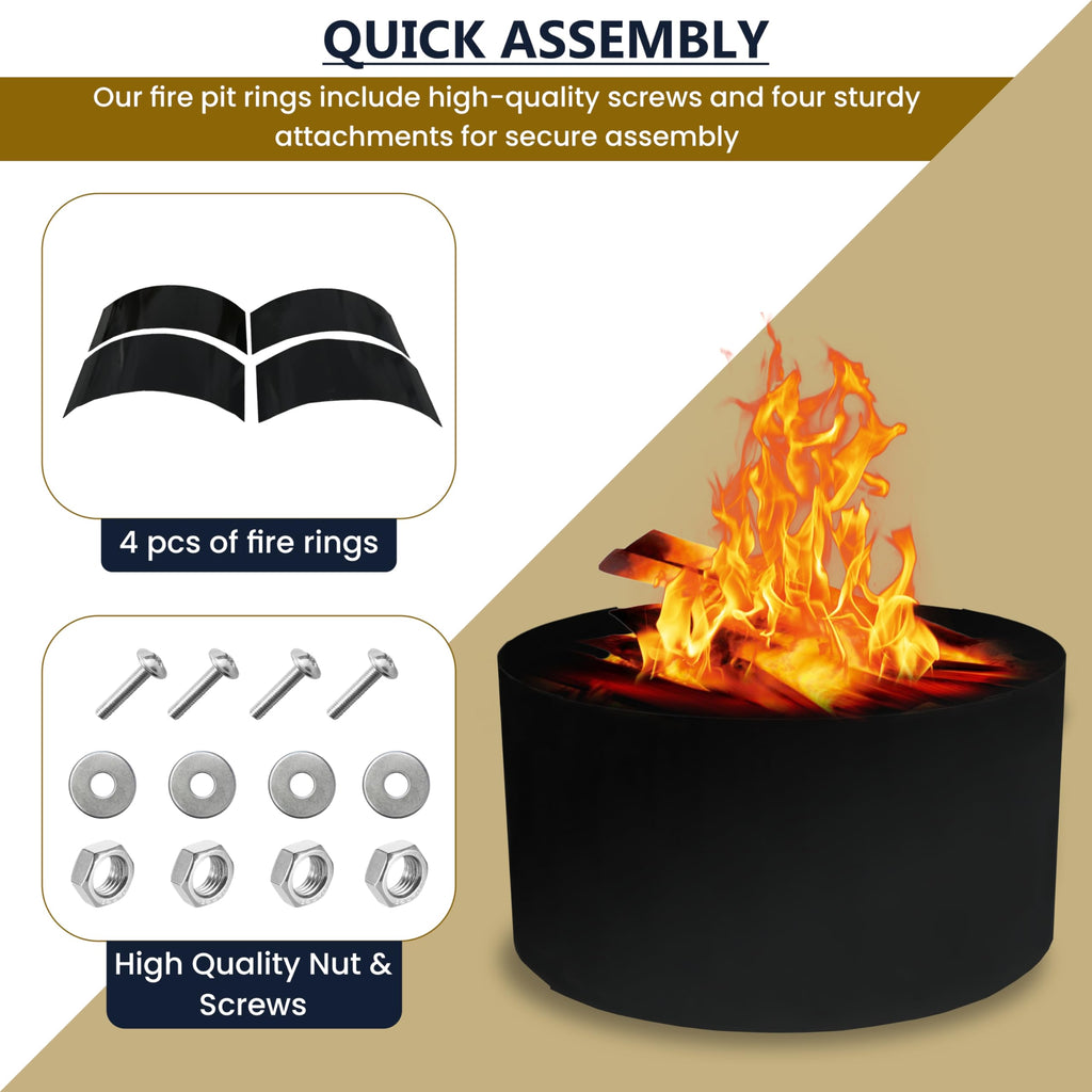 36" No Bottom Fire Ring for Outside Fire Pit - 2MM Carbon Steel