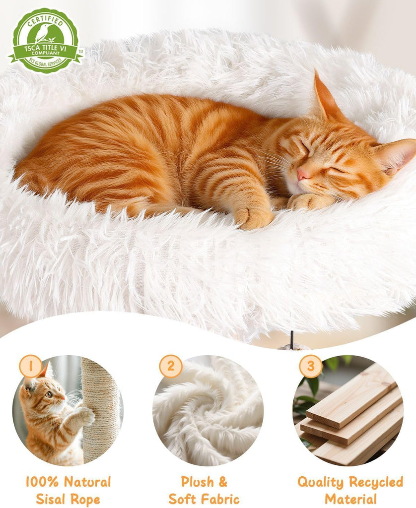 61" Modern Cat Tree, Tall Cat Tower with Self-Grooming Brush